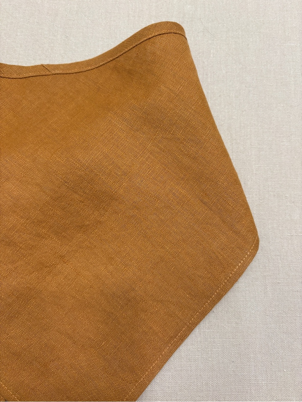 Linen Kerchief Bandana Scarf in Burnt Orange - Picture 4 of 7